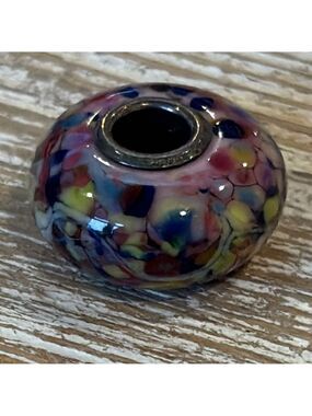 TROLLBEADS Trollstone limited edition glass bead sterling silver core charm